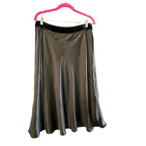 Willi Smith Black 100% Silk Satin Effect Midi Skirt Size 10